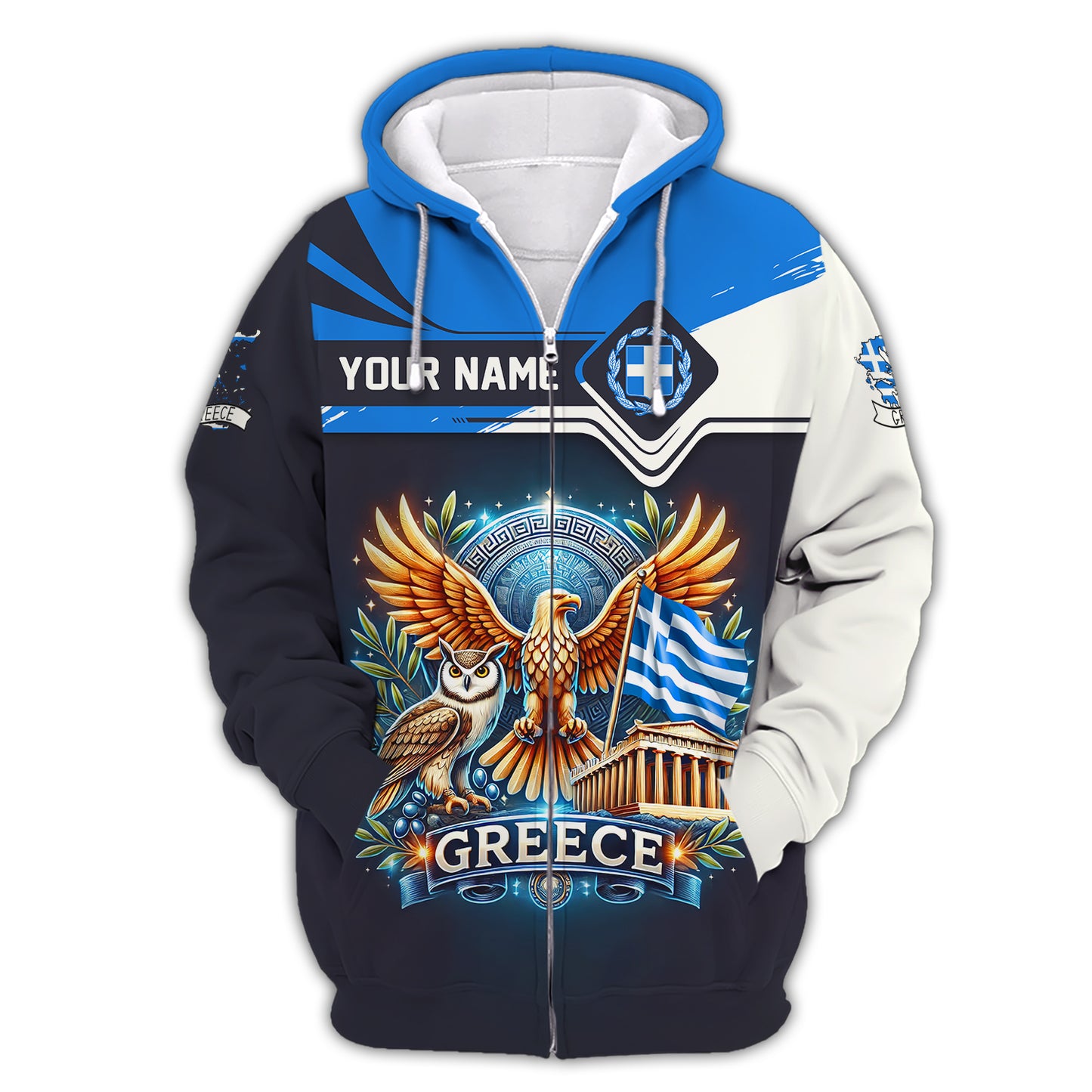 Camiseta personalizada con el nombre de Heracles y la bandera de Grecia con impresión 3D completa para amantes de Grecia