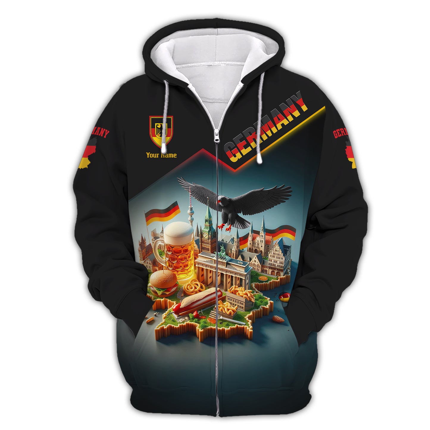 Camiseta de Alemania con nombre personalizado y estampado completo en 3D, regalo para amantes de Alemania