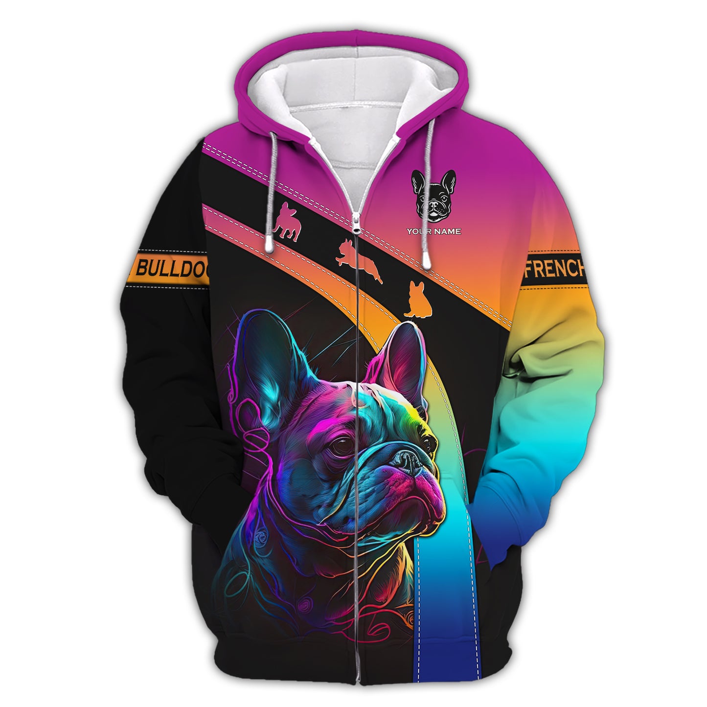 3D Full Print Vibrant French Bulldog T-Shirt Personalized Name Gift For Dog Lovers