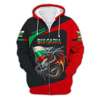 Dragon With Bulgaria Flag Custom T-Shirt Personalized Name 3D Shirts Gift For Bulgaria Lovers