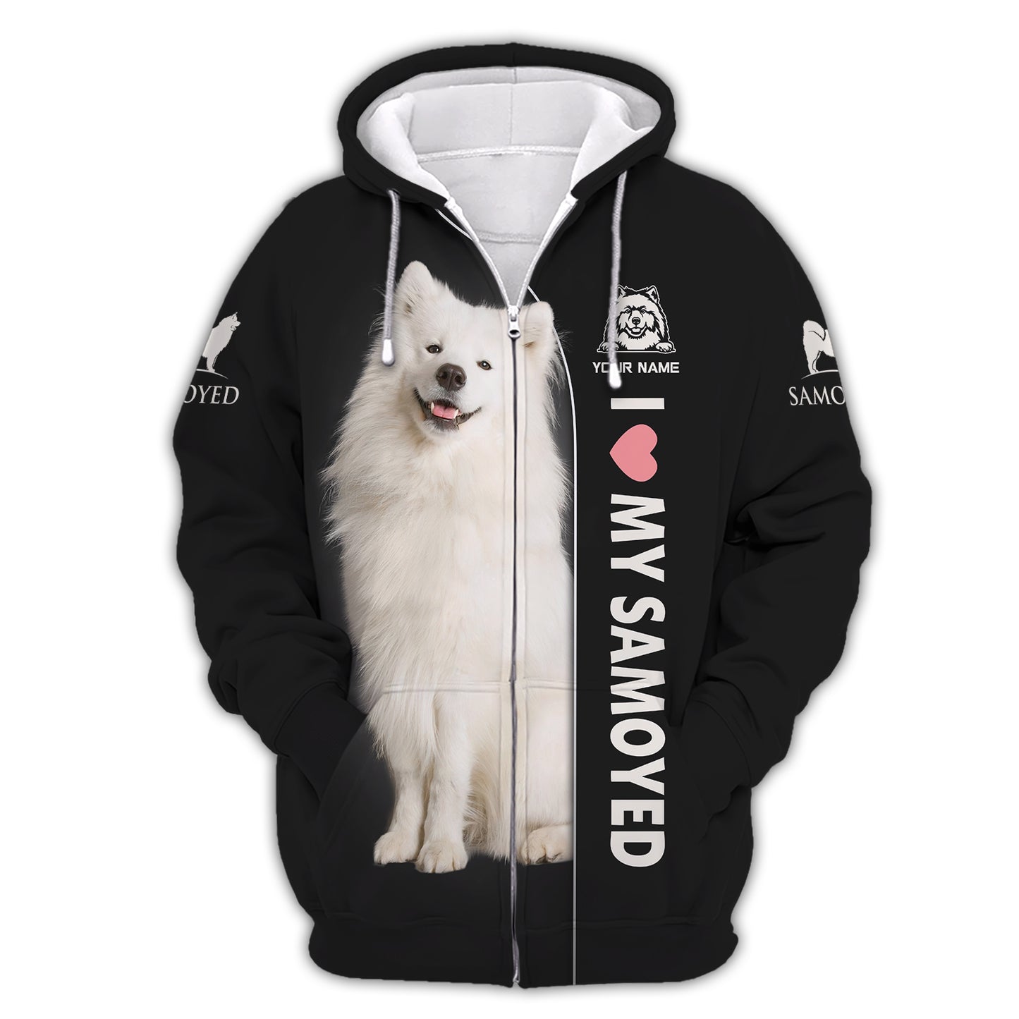 Camiseta con nombre personalizado "Amo a mi samoyedo", regalo para amantes de los perros, camisetas 3D