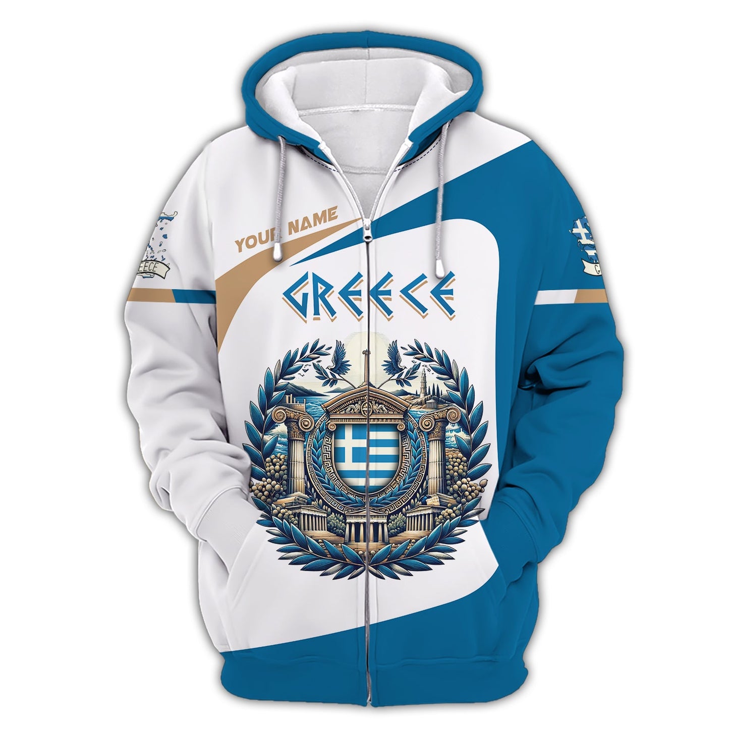 Coat Of Arms Greek Custom T- Shirts Gif For Greece Lover 3D Hawaiian