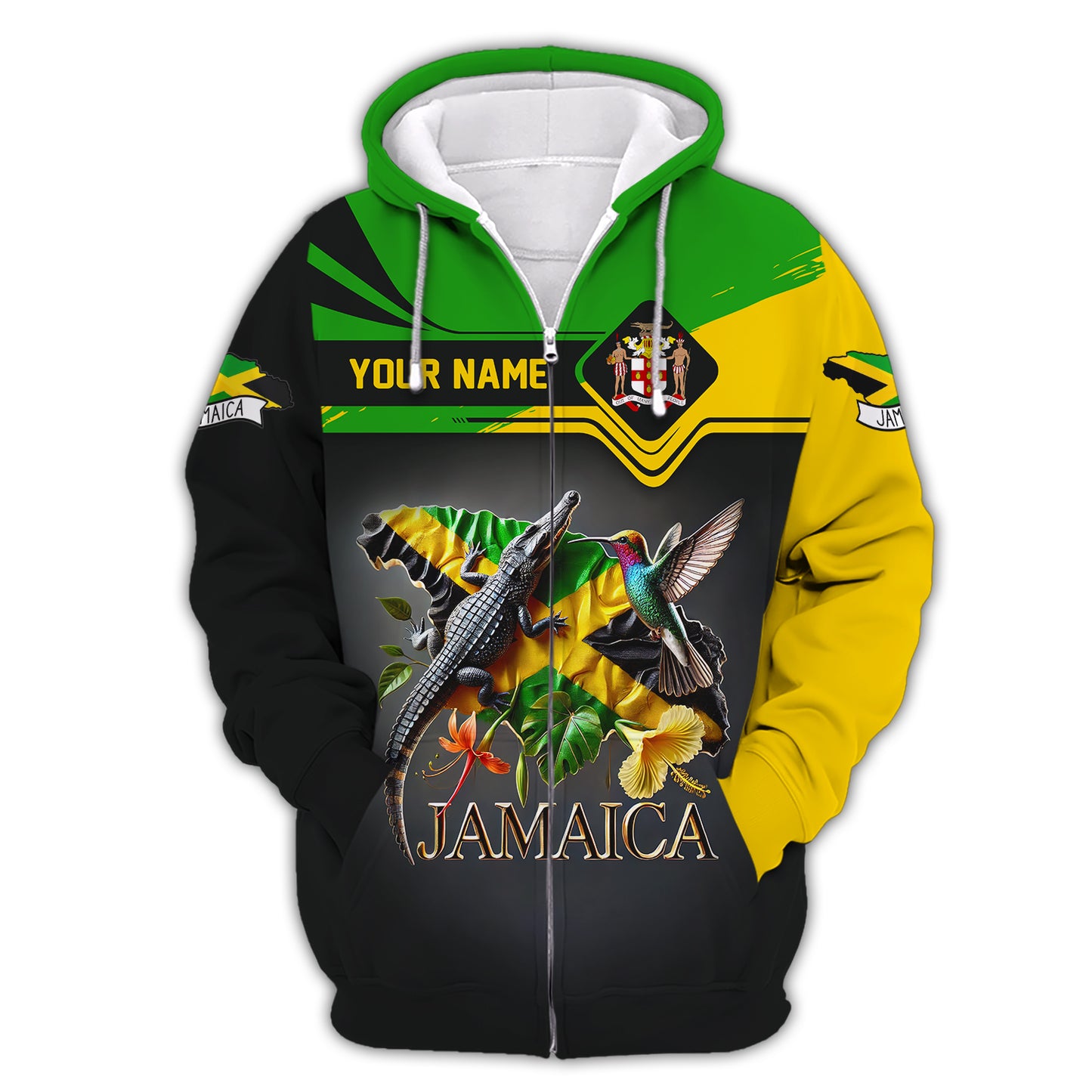 Camisetas con estampado 3D completo de guerrero cocodrilo de Jamaica, regalo con nombre personalizado para los amantes de Jamaica