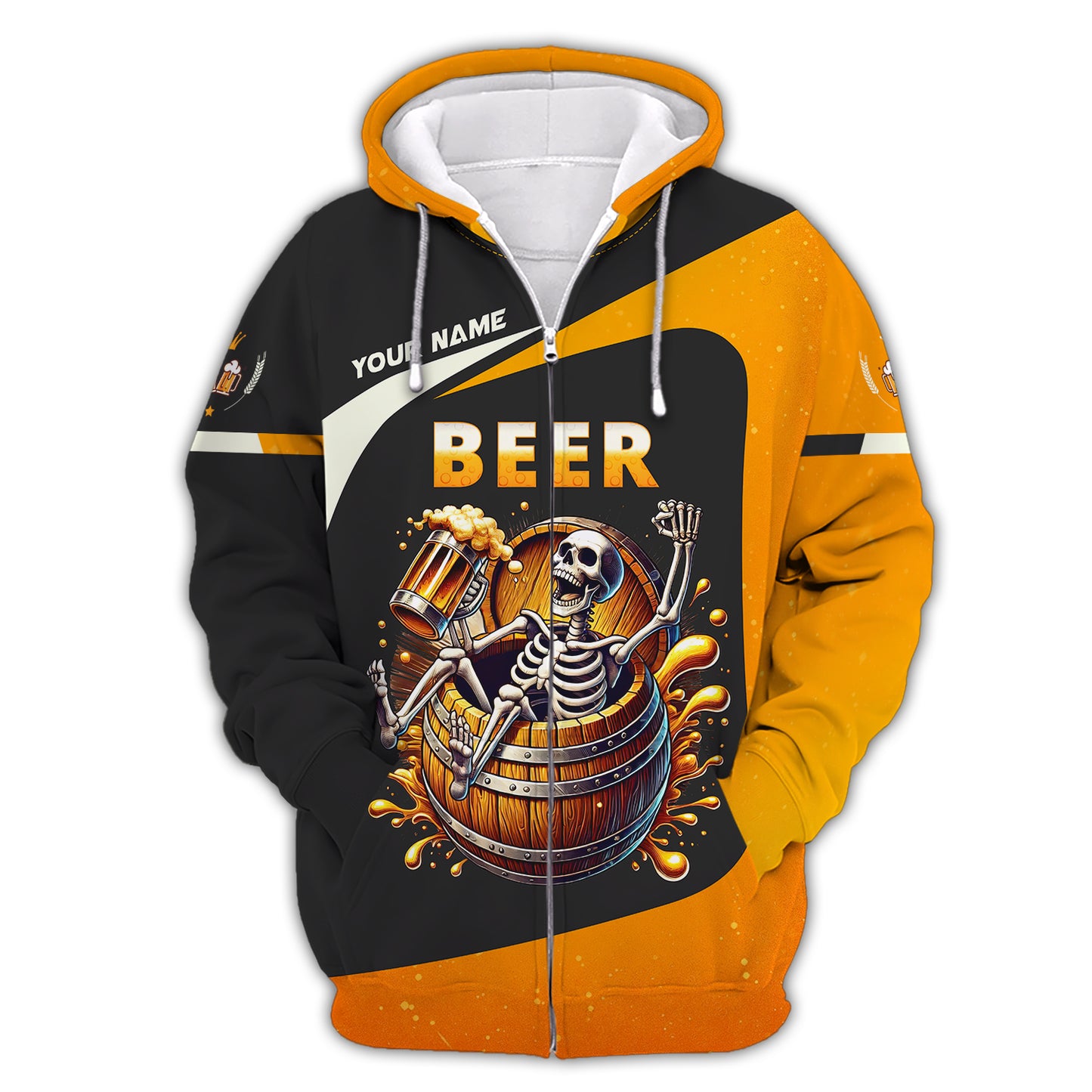 3D Full Print Beer Skull T-Shirts Personalized Name Gift For Beer Lovers