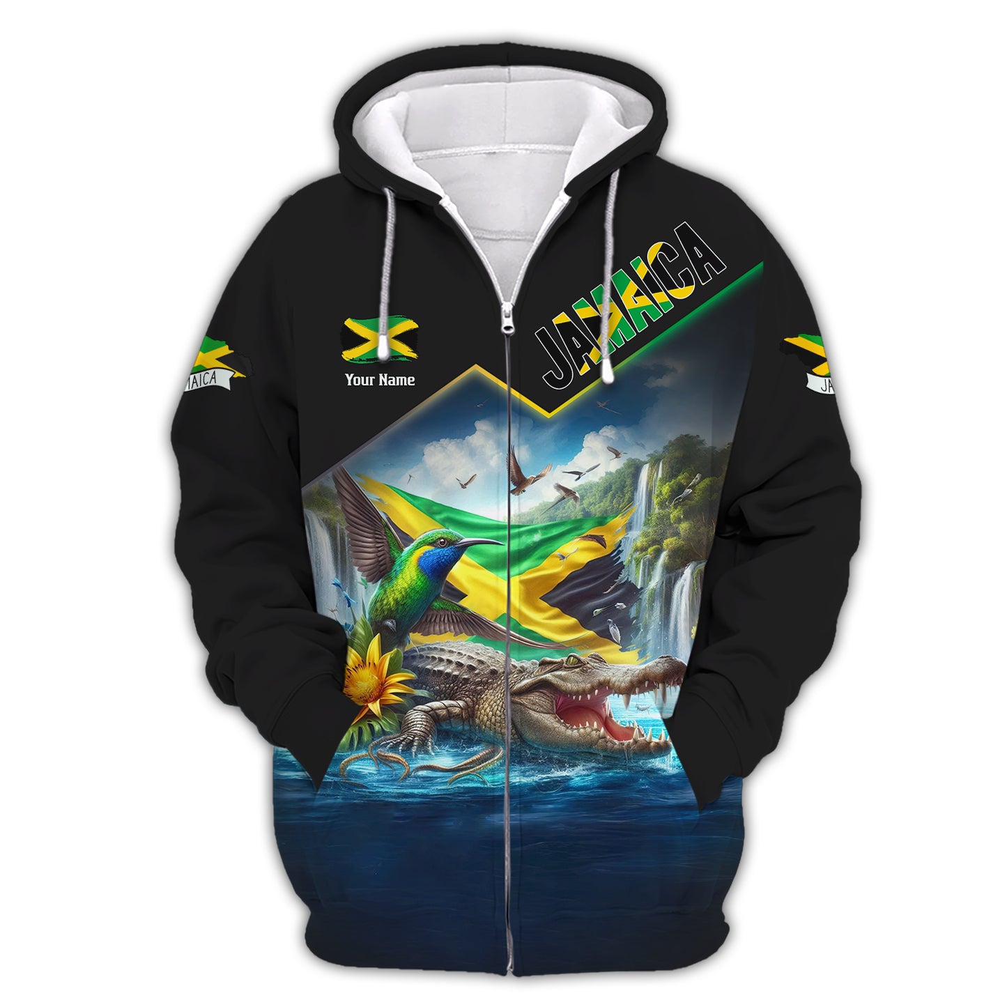 Camiseta personalizada del orgullo de Jamaica con cocodrilo y colibrí de Jamaica, regalo para los amantes de Jamaica