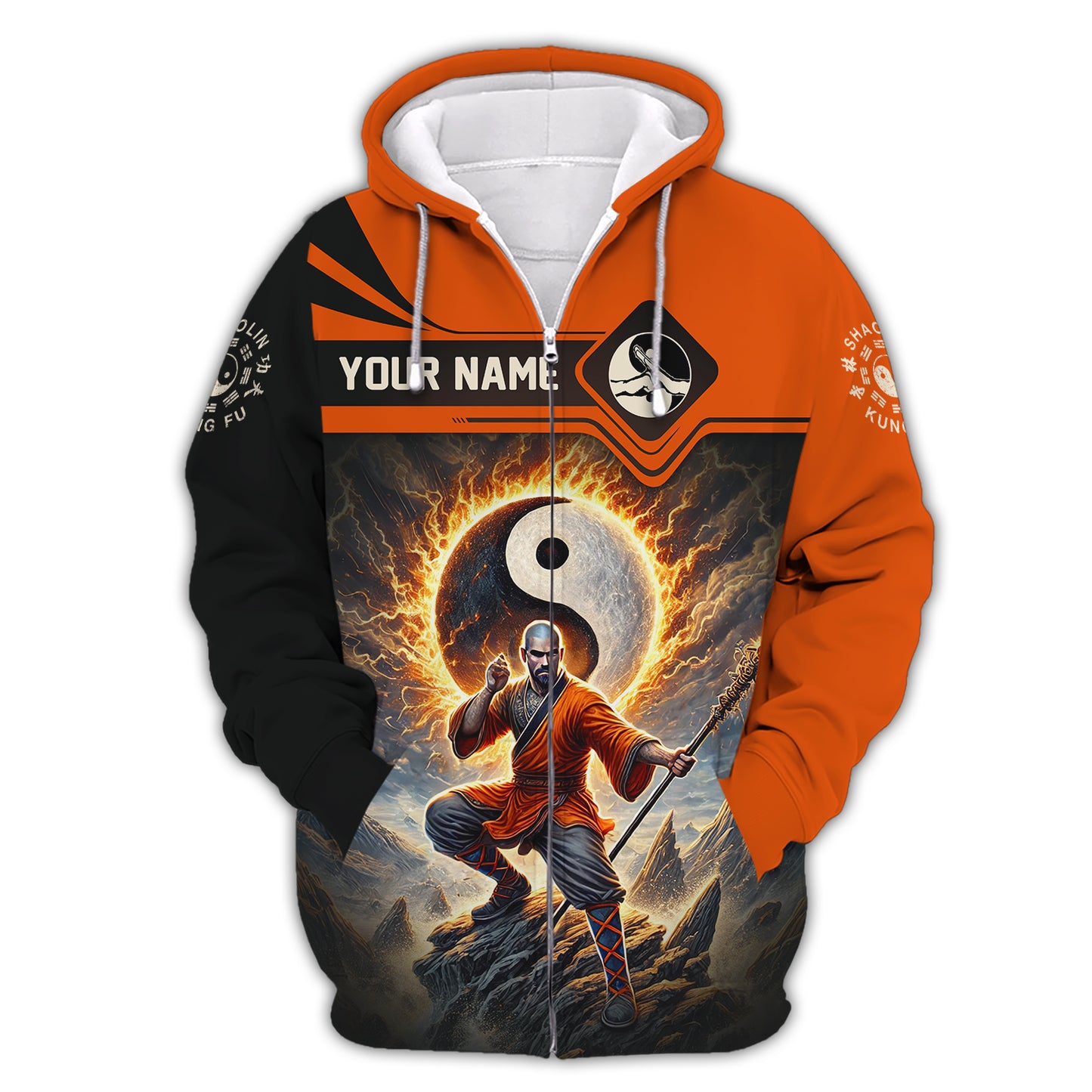 Camiseta con estampado 3D completo de Shaolin Kung con símbolo de Yin y Yang, regalo con nombre personalizado para amantes del Shaolin Kungfu