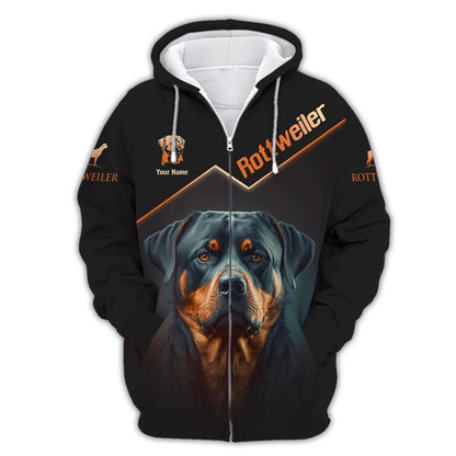 3D Full Print Brave Rottweiler T-Shirts Personalized Name Gift For Rottweiler Lovers