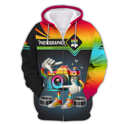 Photographer Custom T- Shirts Colorful Camera Buddy 3D Shirt Gift For Photographer Lovers