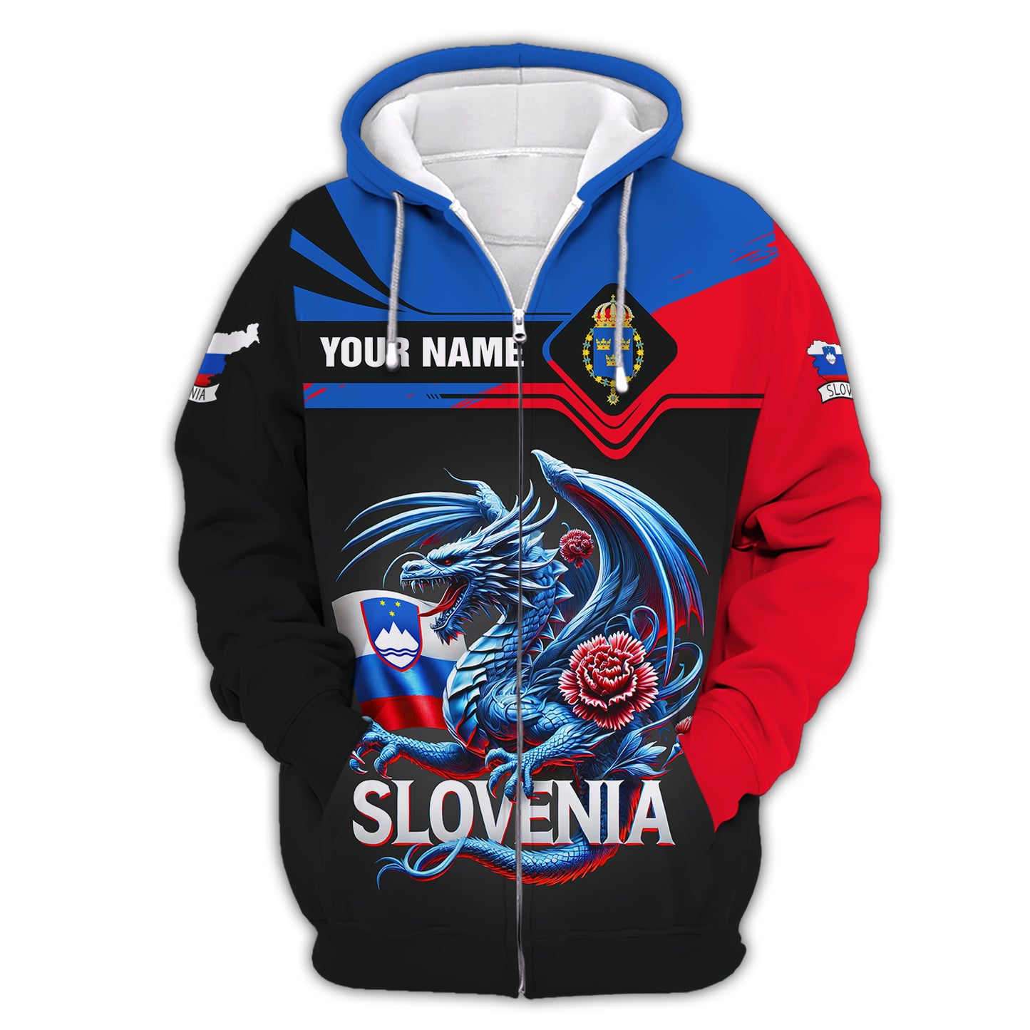 T-shirt 3D Full Print Slovenia Dragon Pride Cadeau personnalisé avec nom pour les amoureux slovènes