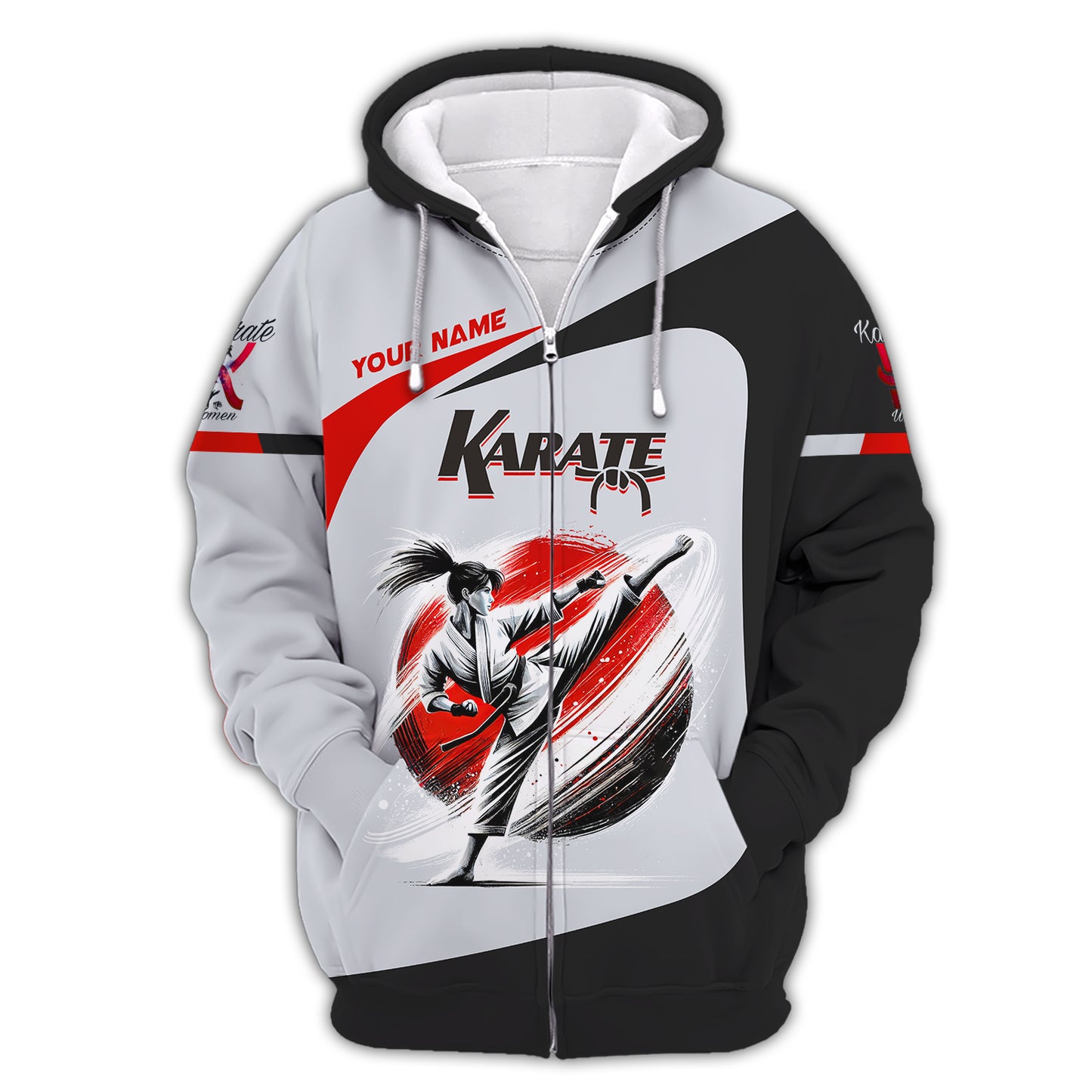 Camiseta de karate para mujer con nombre personalizado Camiseta de karate en 3D Regalo personalizado para amantes del karate