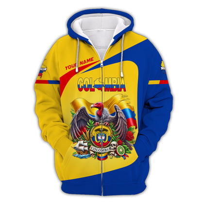 Coat Of Arms Colombia With Andes Condor Custom T-Shirts Gift For Colombian Lovers