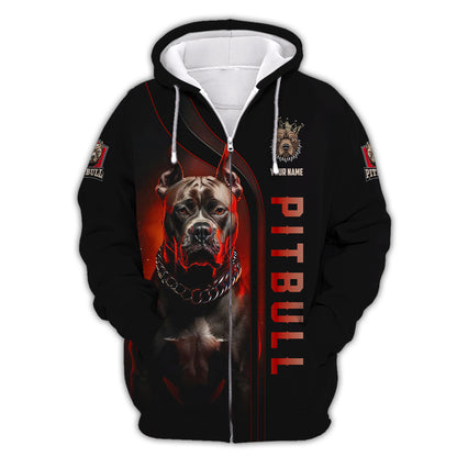 Camiseta con nombre personalizado de Pitbull majestuoso y feroz, regalo para amantes de los perros, camisetas 3D