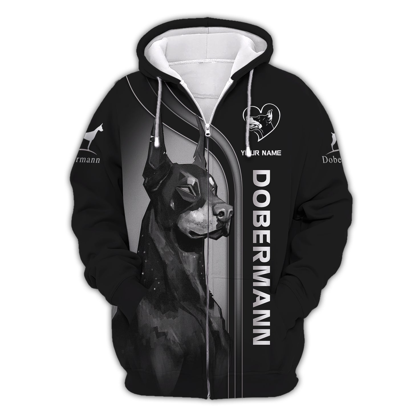 Camiseta 3D con nombre personalizado de Dobermann, regalo para amantes de los Dobermann