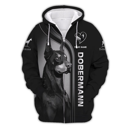 Cadeau de t-shirt 3D Dobermann personnalisé pour les amoureux de Dobermann