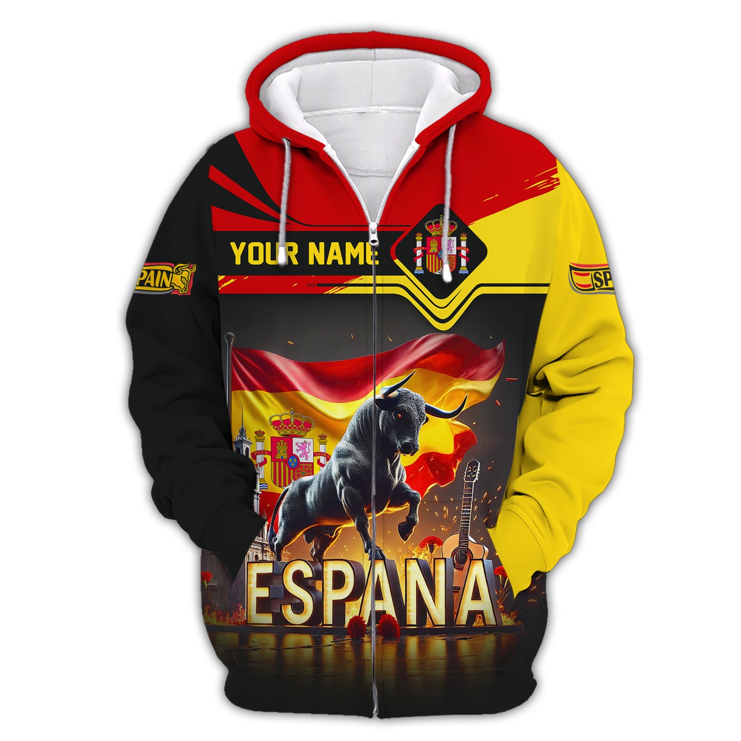 The Mighty Bull With Spanish Flag Custom Name Espana Shirt Gift For Spain Lovers