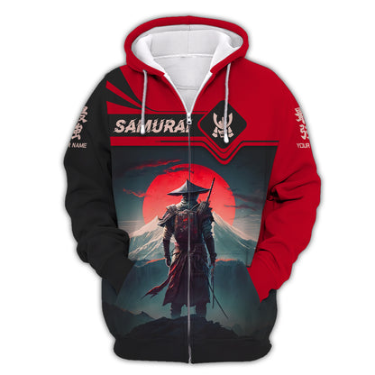 Camiseta personalizada con estampado completo en 3D y nombre de Samurai Luna Roja