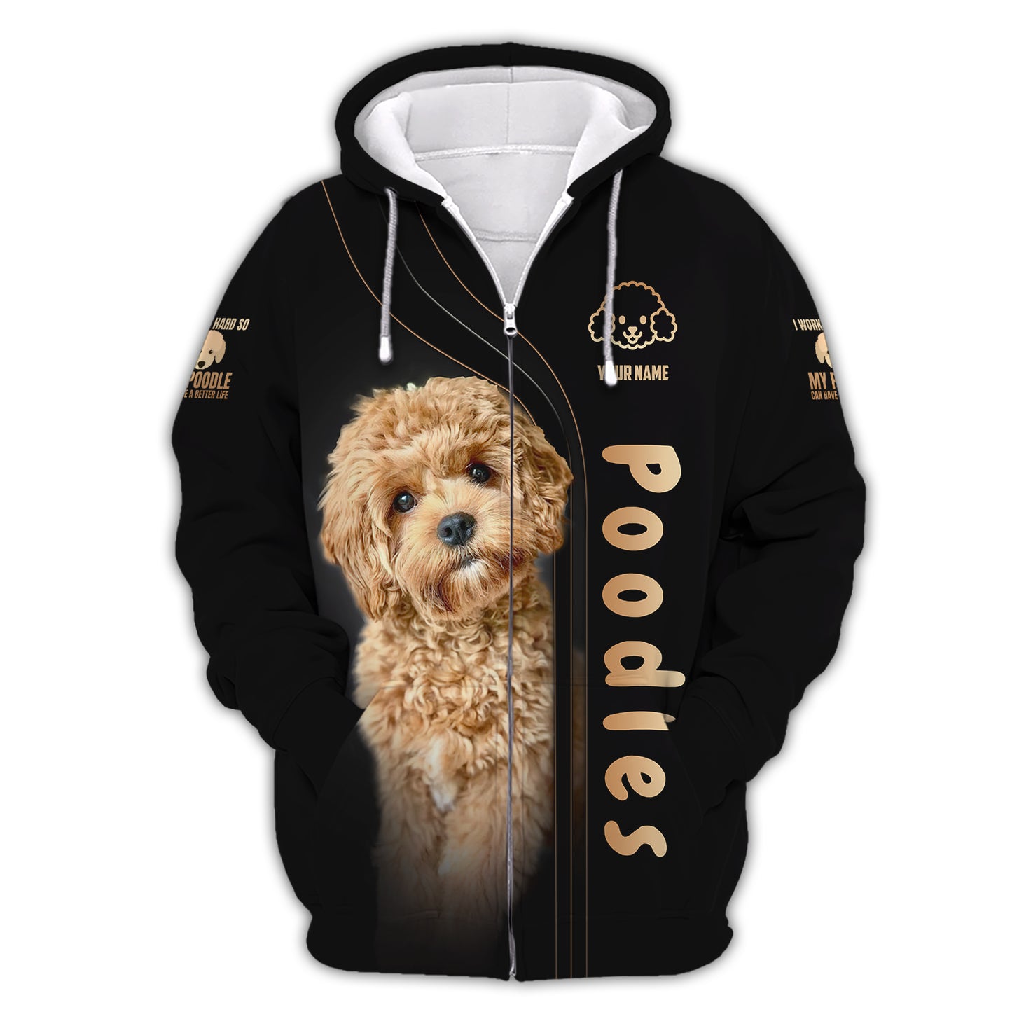 Camisetas con estampado 3D completo de lindos caniches bebés, regalo con nombre personalizado para amantes de los perros