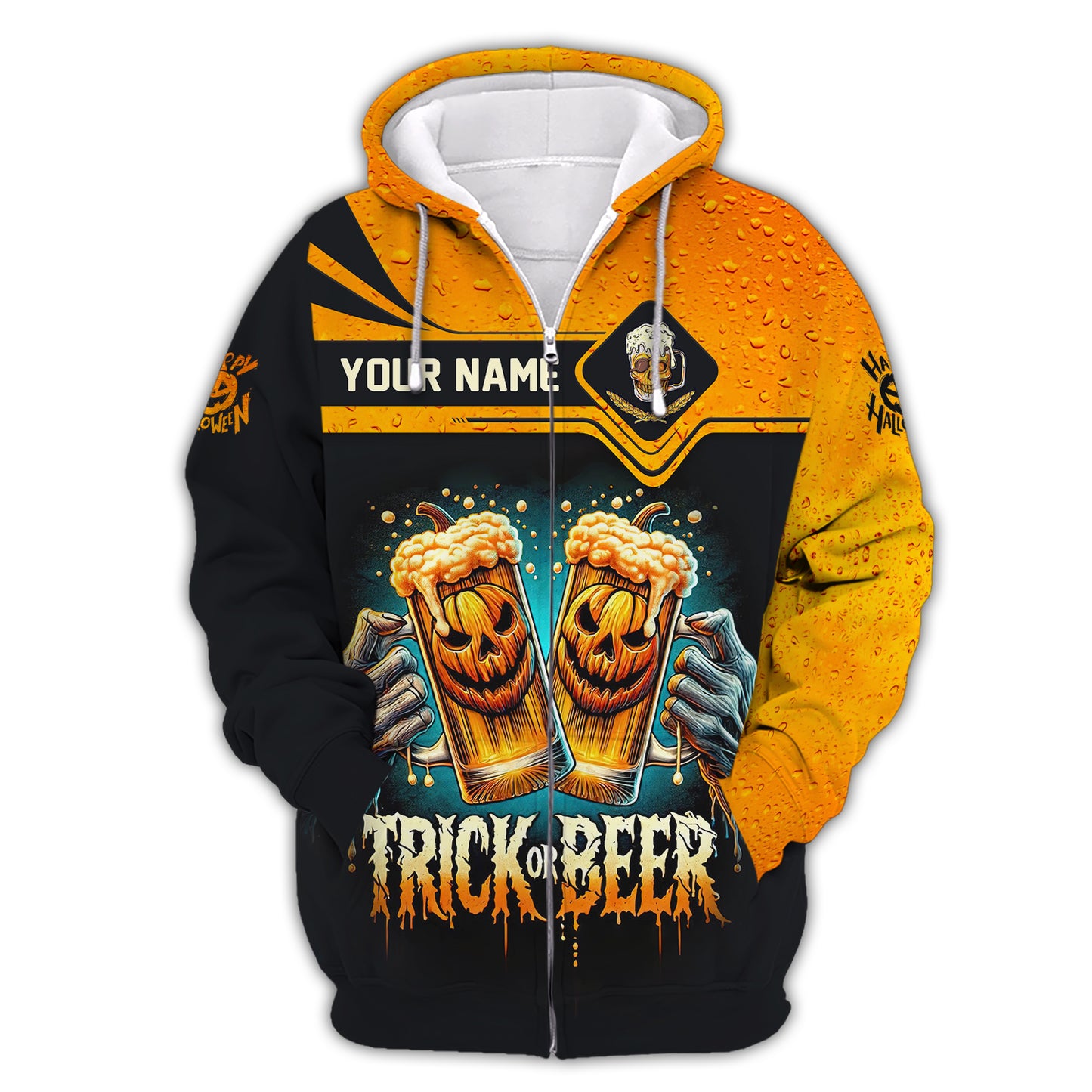 Camisetas personalizadas de Trick Or Beer Camiseta 3D de feliz Halloween Regalo para amantes de la cerveza