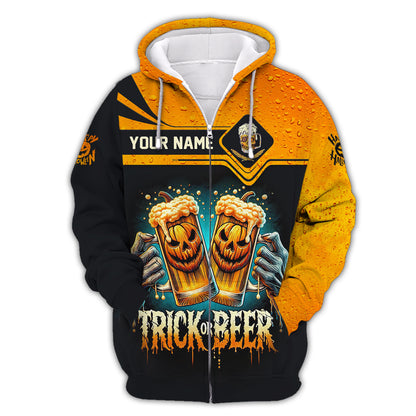 Camisetas personalizadas de Trick Or Beer Camiseta 3D de feliz Halloween Regalo para amantes de la cerveza