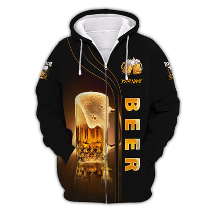 Camiseta personalizada con nombre en 3D "Love Beer", regalo personalizado para amantes de la cerveza