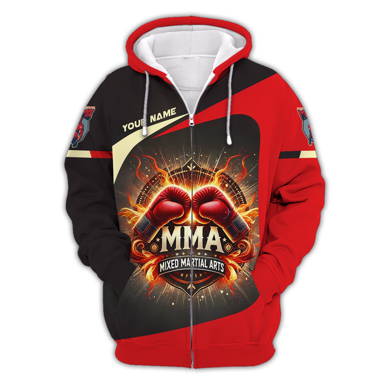 Mixed Martial Arts Personalized Name Flaming MMA Gloves Custom 3D Shirts Gift For MMA Lovers