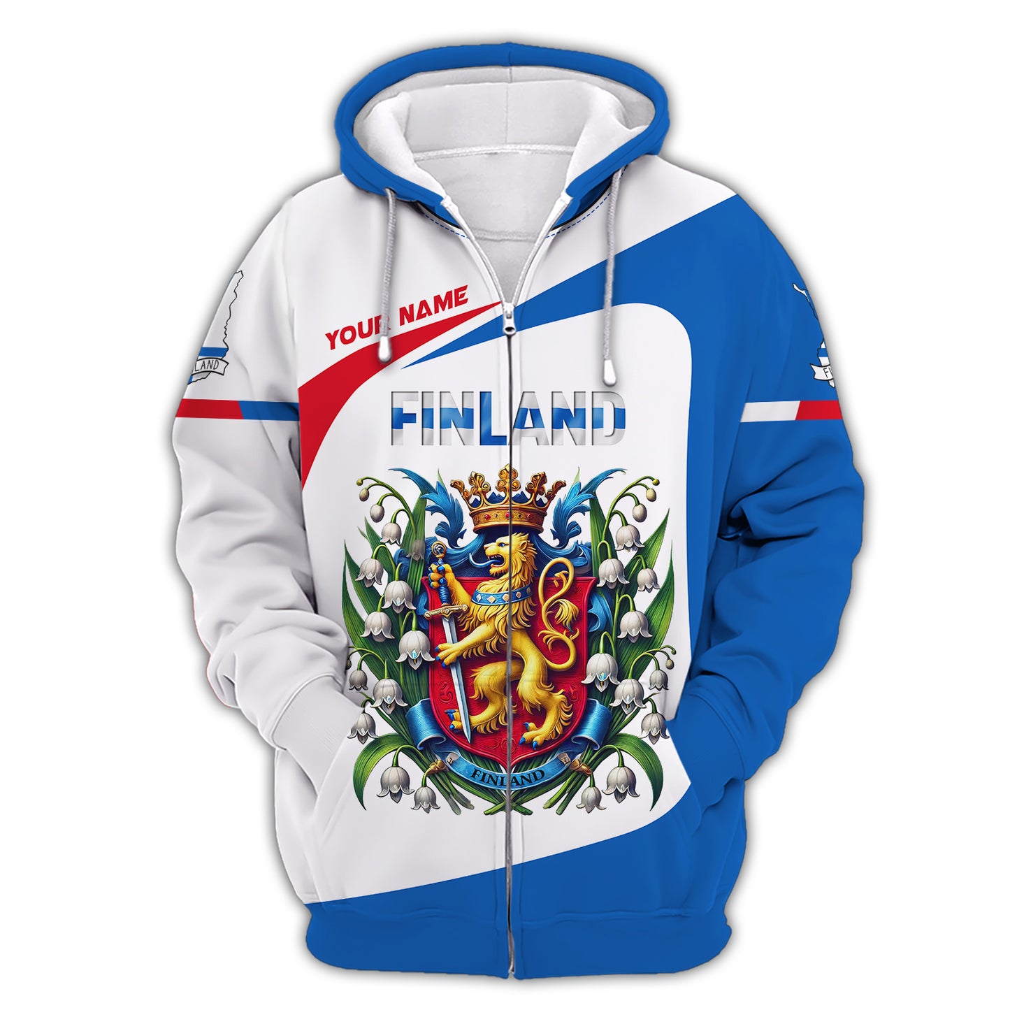 Camiseta personalizada con el escudo de armas de Finlandia, regalo para los amantes finlandeses, camiseta 3D