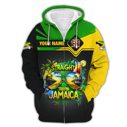 Camiseta personalizada con nombre en 3D del león de Jamaica, regalo personalizado para los amantes de Jamaica