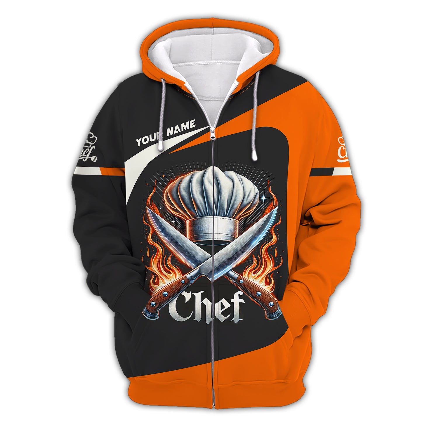 T-shirt 3D Full Print Blazing Chef Knifes Cadeau personnalisé pour les amateurs de chefs