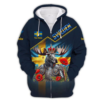 The Knight Elk Of Sweden Custom 3D T-Shirts Gift For Swede Lovers