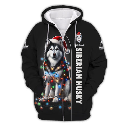 Custom Name T-Shirt Christmas Husky Gift For Dog Lover 3D T-Shirt