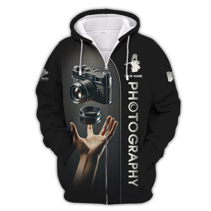 Camisetas con nombre personalizado para fotógrafos Camiseta de fotografía 3D Regalo para amantes de la fotografía