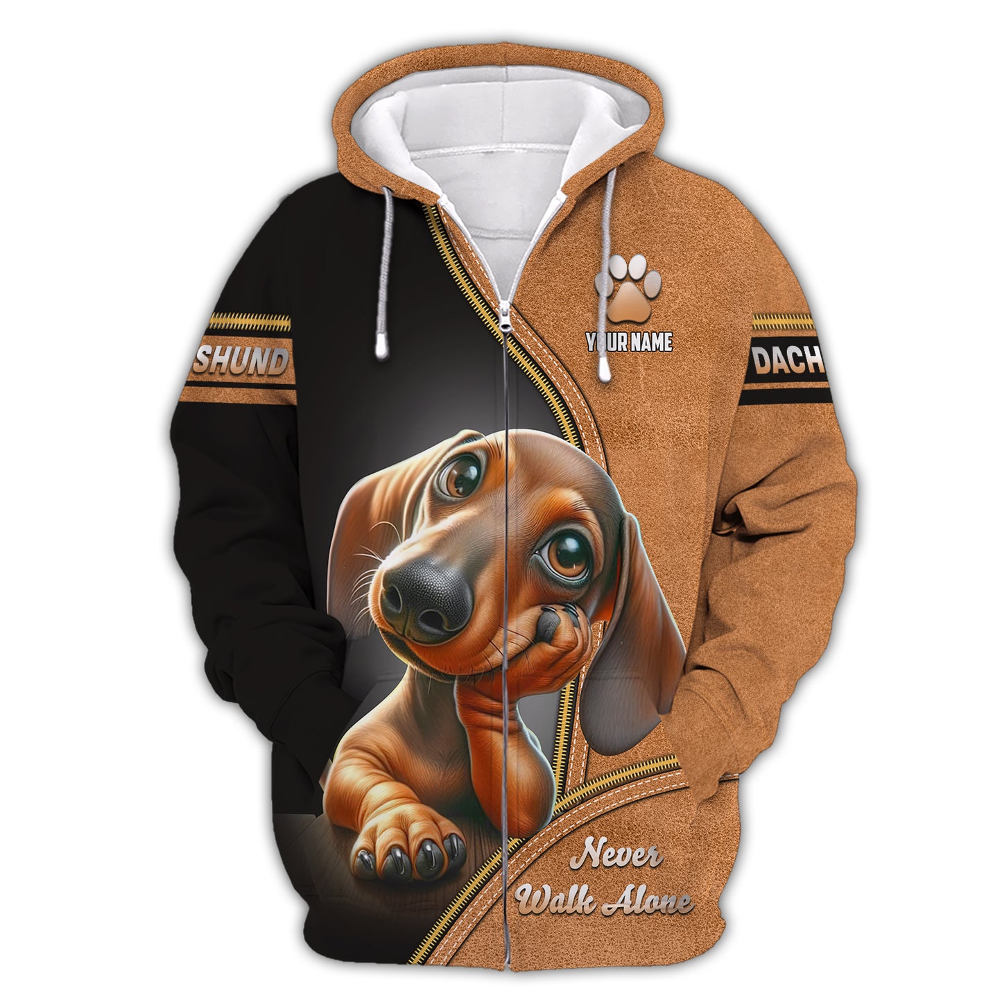 Customizable Dachshund Never Walk Alone 3D Shirt Personalized Name Gift For Dog Lovers