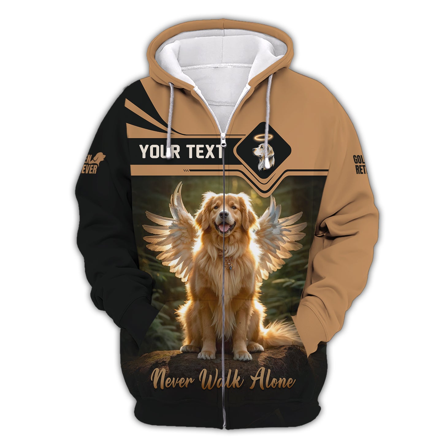 T-shirt personnalisé avec nom Golden Retriever en 3D, cadeau pour les amoureux des chiens