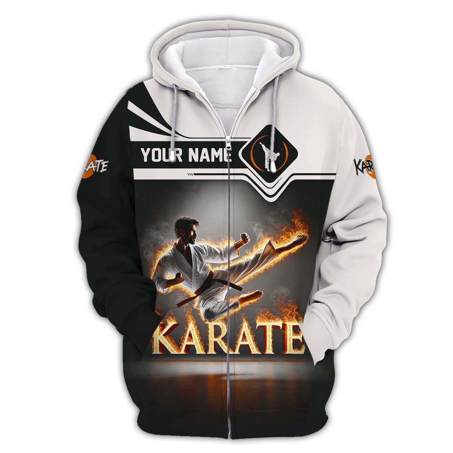 3D Full Print Flaming Karate Master T-Shirt Personalized Name Gift For Karate Lovers