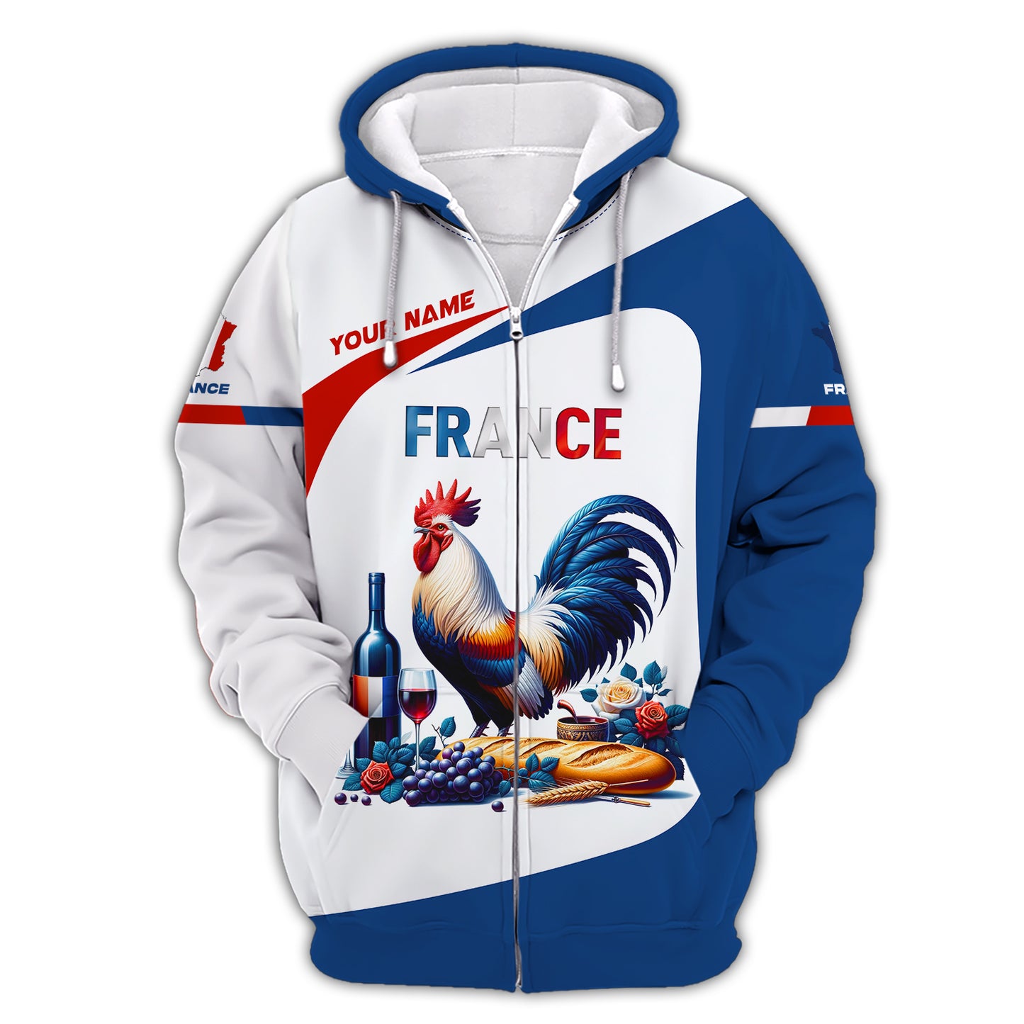 Rooster France Personalized Name 3D Shirt Custom Name Gift For France Lovers