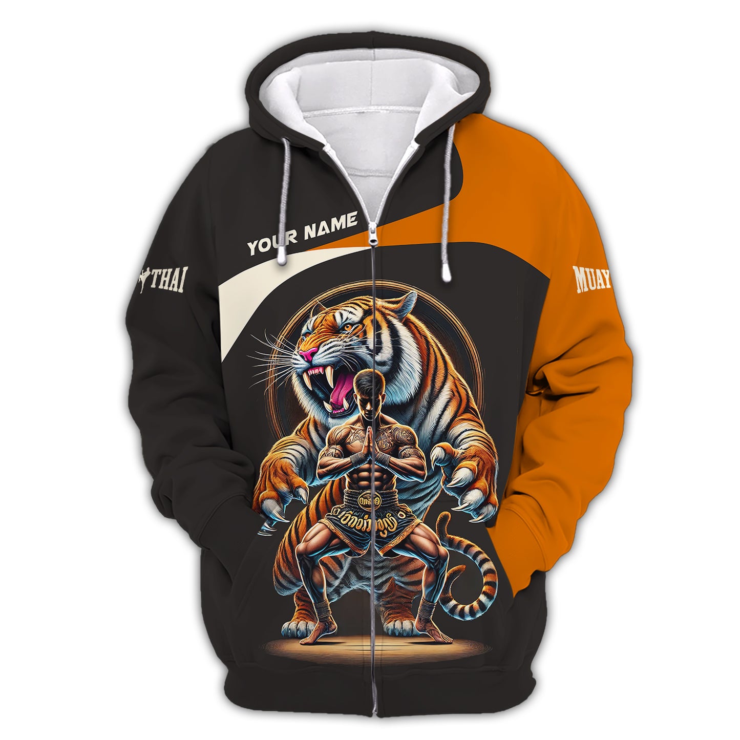 T-shirt personnalisé avec nom imprimé en 3D Tiger Muay Thai, cadeau personnalisé pour les amateurs de Muay Thai