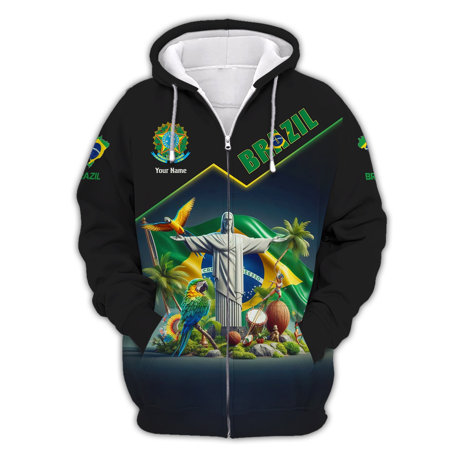 Camiseta personalizada con nombre de Brasil en 3D, regalo personalizado para los amantes de Brasil