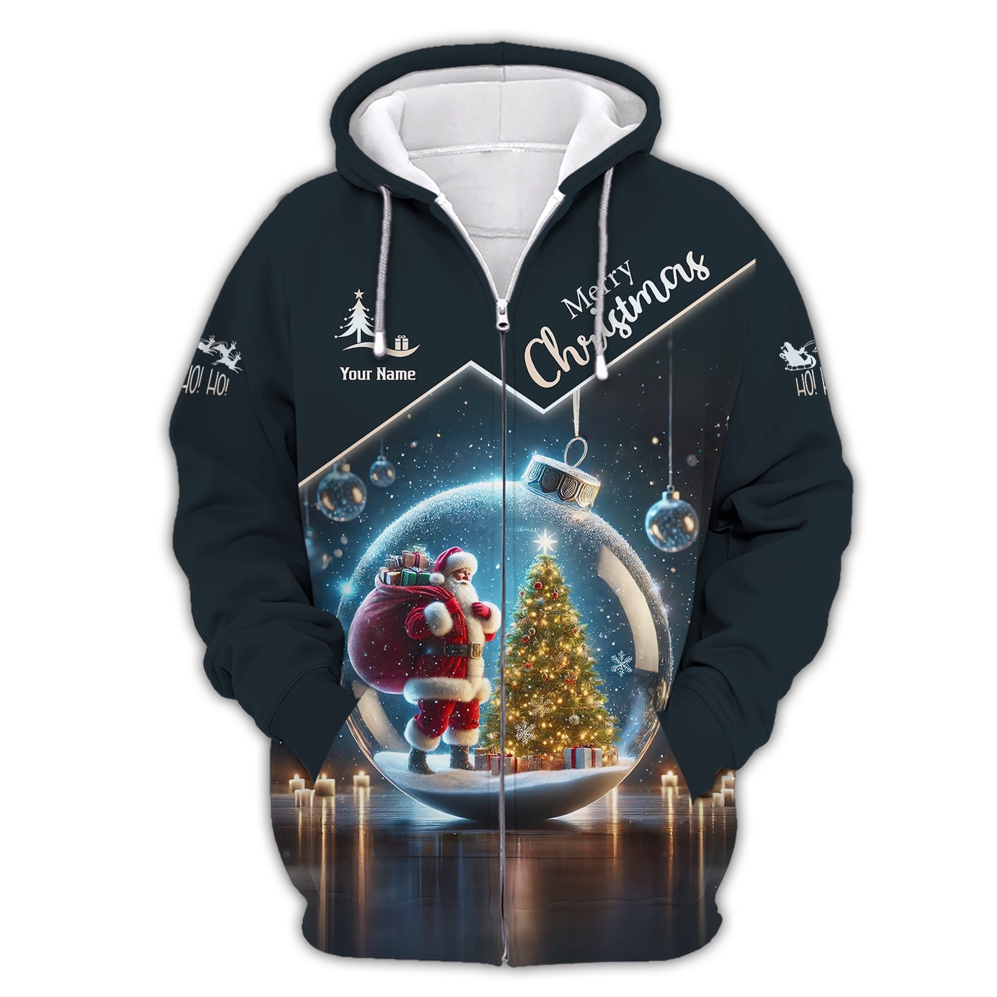 3D Full Print Santa Claus In Snow Globe T-Shirts Personalized Name Gift For Christmas Day