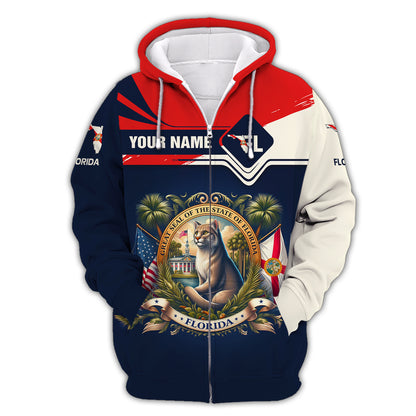 Camiseta personalizada con el escudo de armas de Florida, gif para amantes de Florida, camiseta 3D