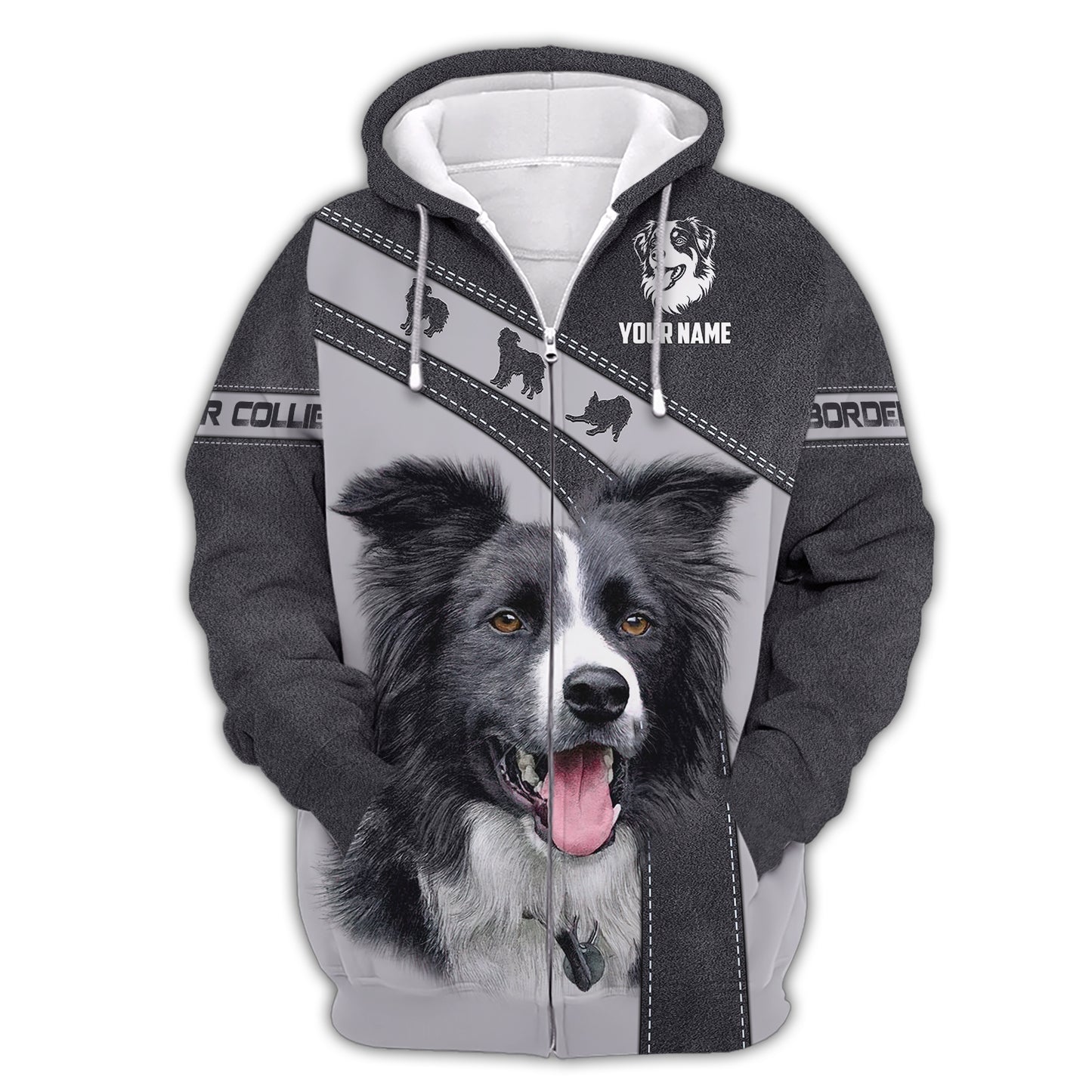 Camisetas de Border Collie con impresión 3D completa, regalo con nombre personalizado para amantes de los perros