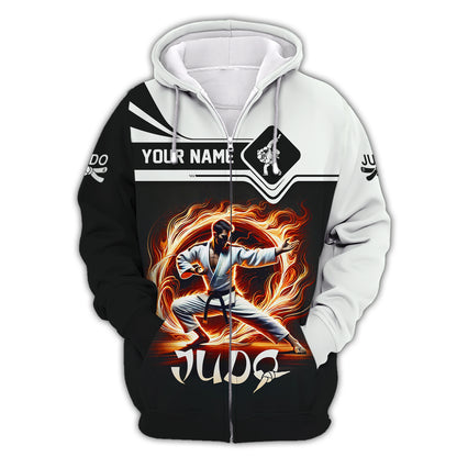 3D Full Print Judo With Fire T-Shirts Personalized Name Gift For Judo Lovers