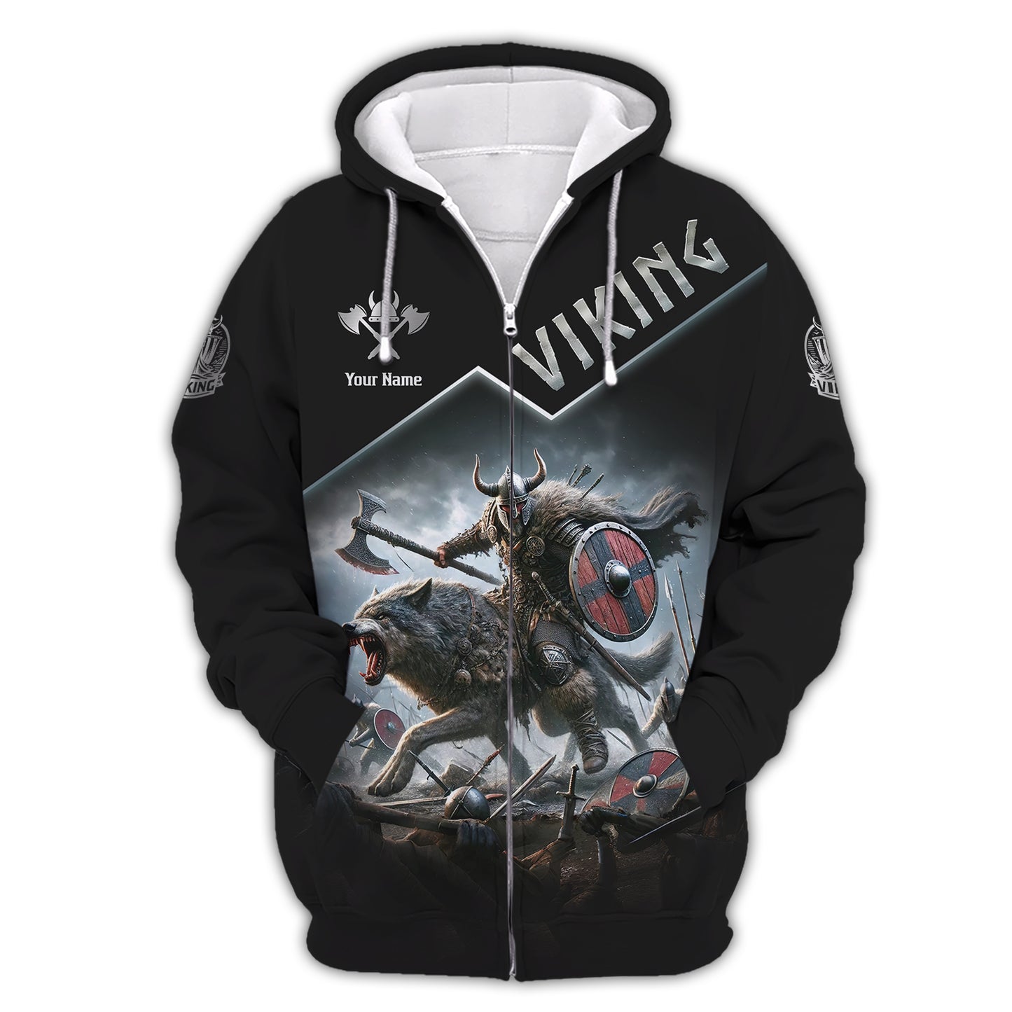 3D Full Print Viking Warrior Riding Wolf T-Shirt Personalized Name Gift For Viking Lovers