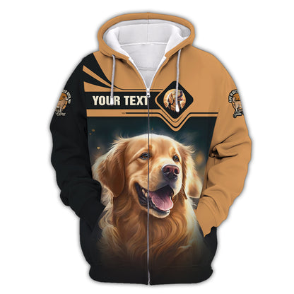 T-shirt personnalisé avec nom Golden Retriever, cadeau pour les amoureux des chiens, chemises 3D