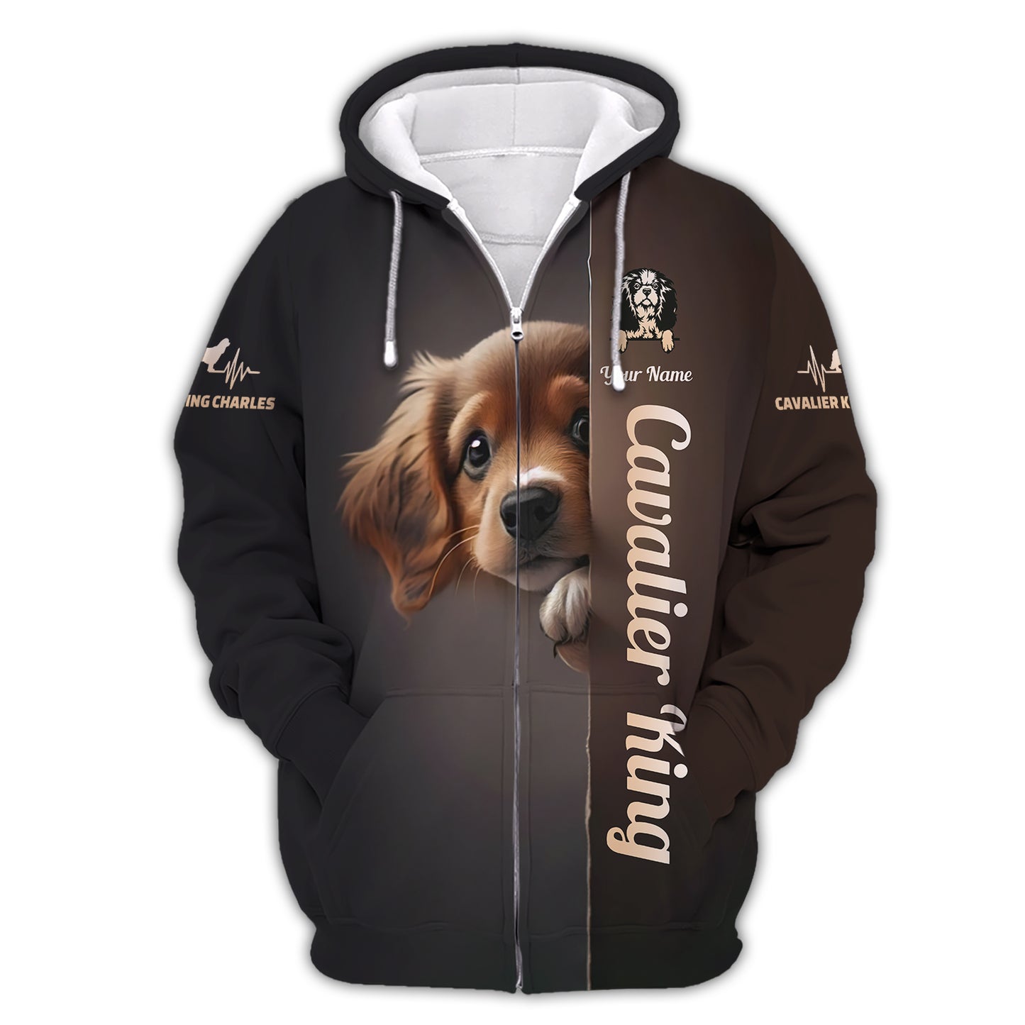 3D Full Print Cavalier King Charles Spaniel Dog T-Shirts Personalized Name Gift For Dog Lovers