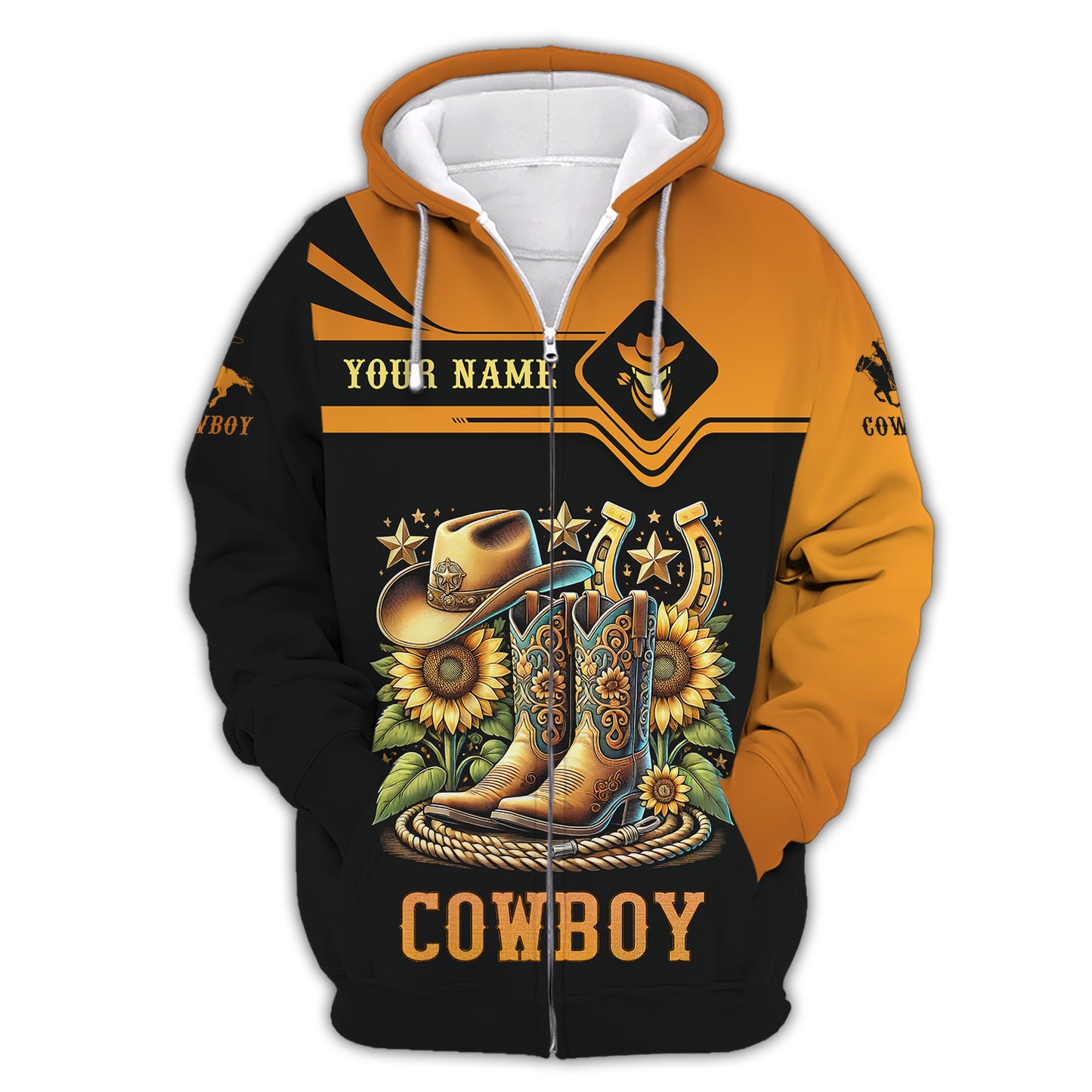 3D Full Print Cowboy Boots With Hat And Sunflowers T-Shirts Personalized Name Gift For Cowboy Lovers