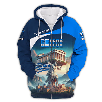 Le grand dieu grec Zeus T-shirts personnalisés Cadeau pour les amoureux grecs hawaïens