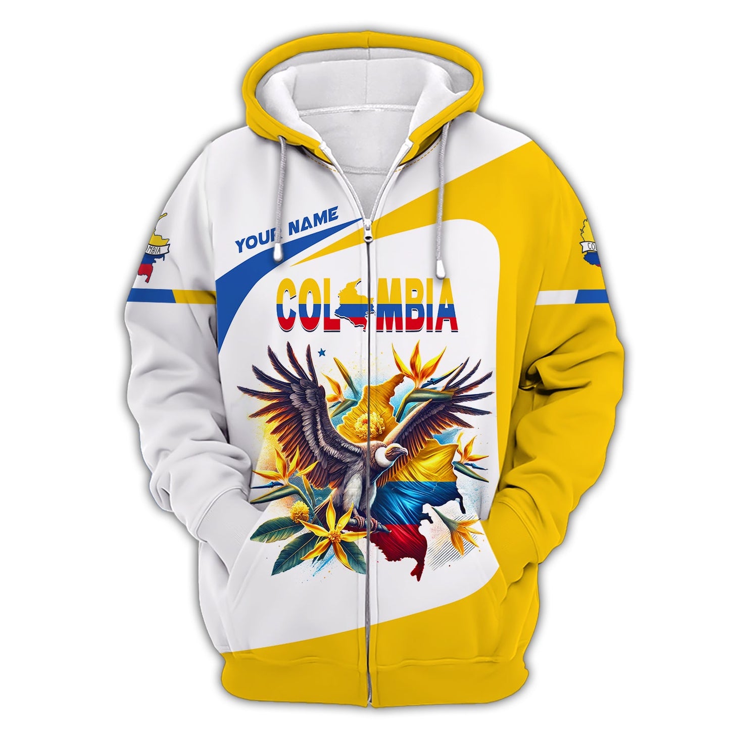 Andean Condor With Map Of Colombia Custom T-Shirts Gif For Colombian Lovers