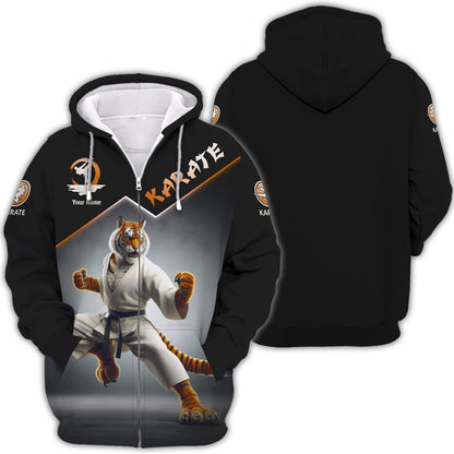 Personalized Karate Tiger Zipper Hoodie - Unleash Your Inner Warrior