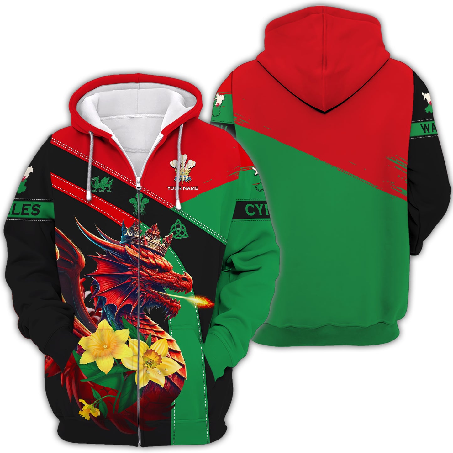 Camiseta con estampado 3D completo Love CYMRU Dragon Wales, regalo para amantes de Gales