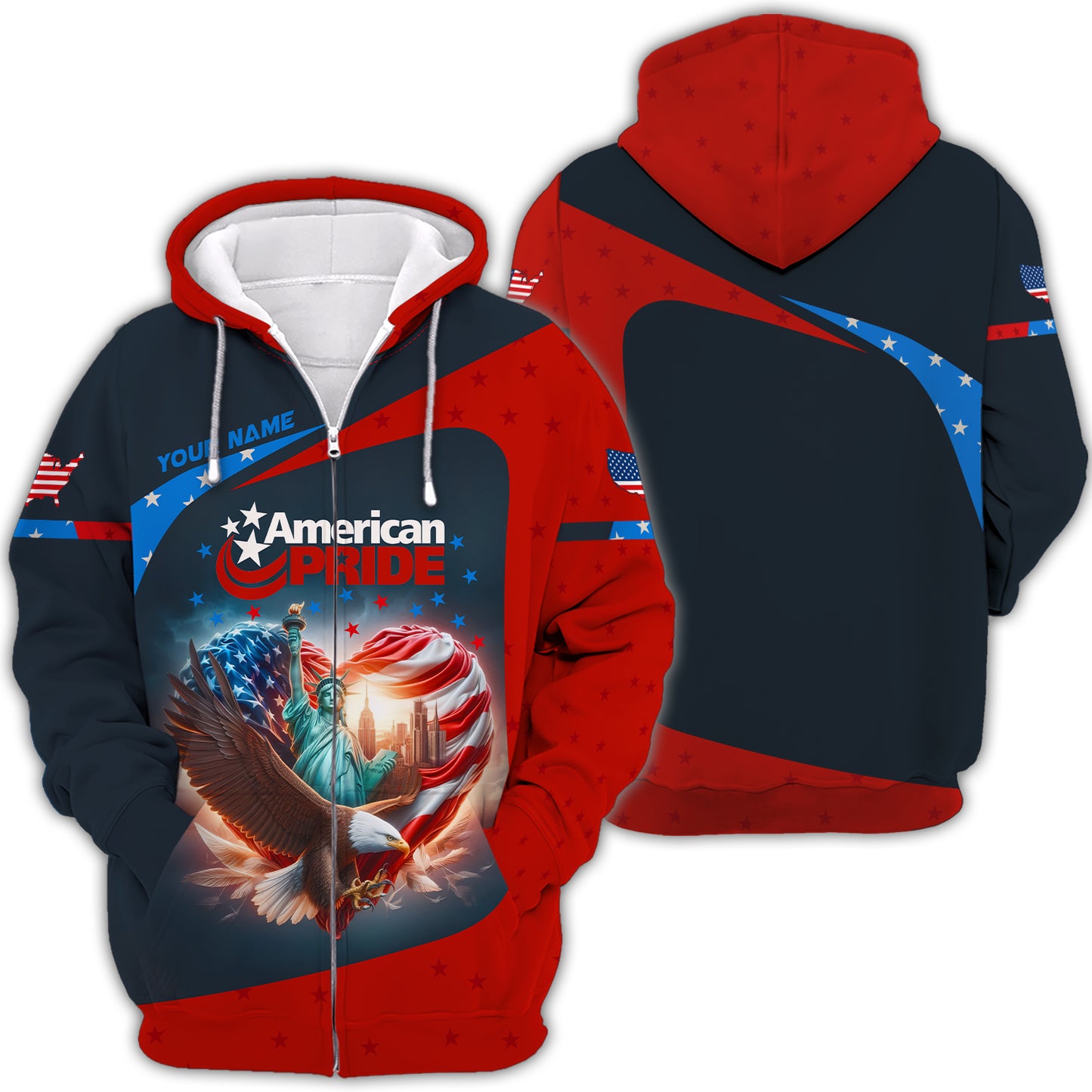 America Heart Custom Name 3D Shirt Personalized Gift For America Lovers